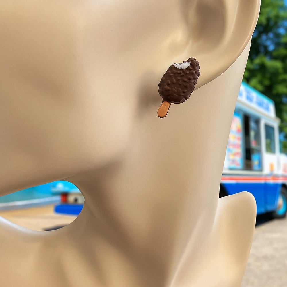 Fashion Jewelry Brown and White Popsicle Chocolate Earrings